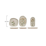 Stoneware Plate with Flowers
