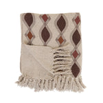 Recycled Cotton Blend Printed Throw w/ Pattern & Fringe