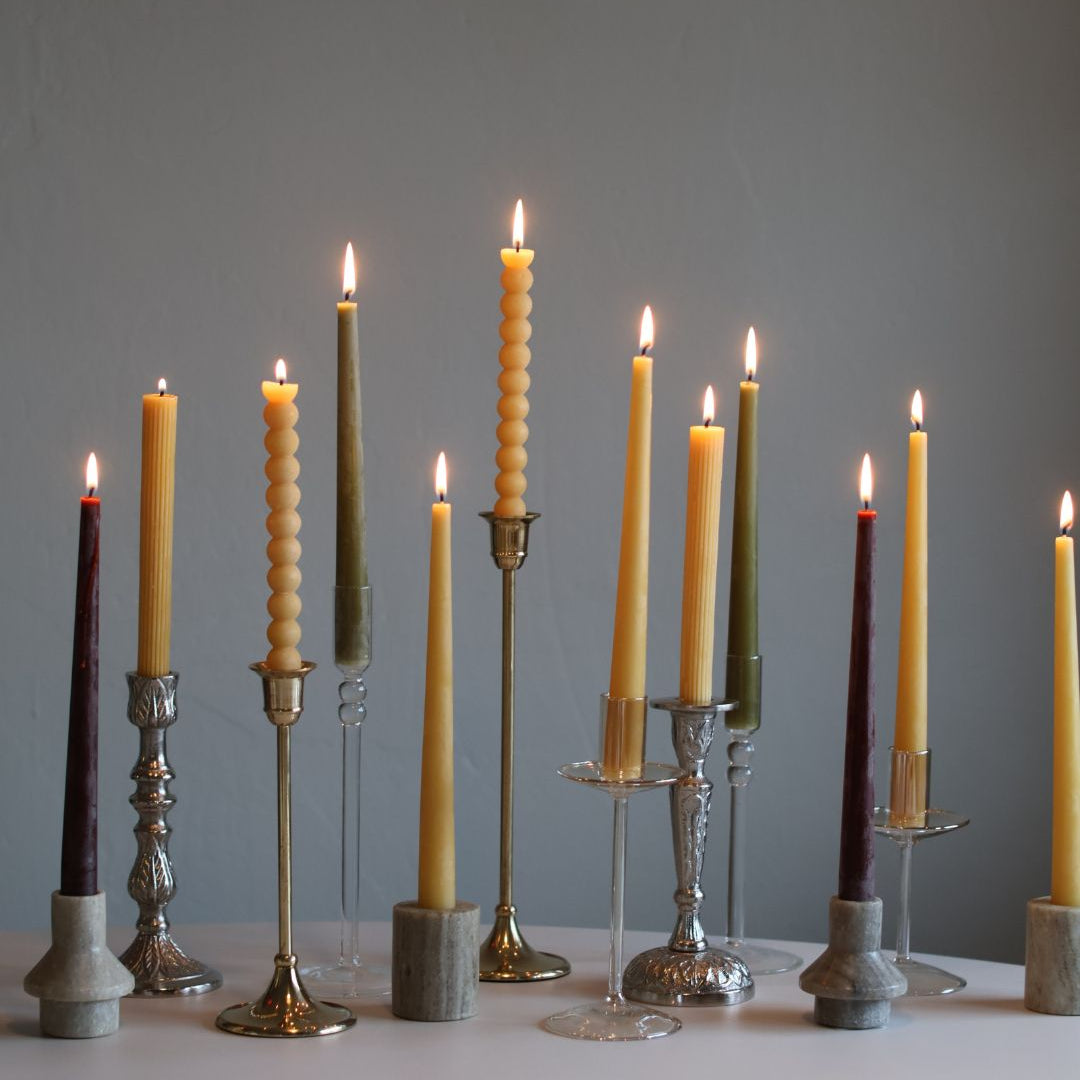 Red 10" Beeswax Taper Candles