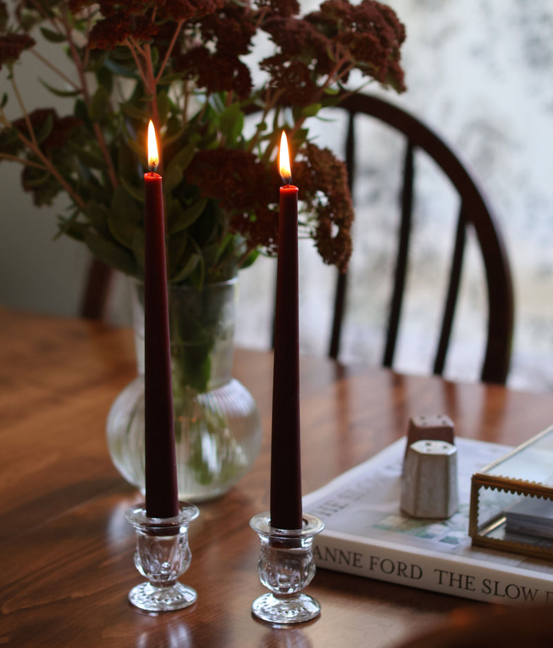 Red 10" Beeswax Taper Candles