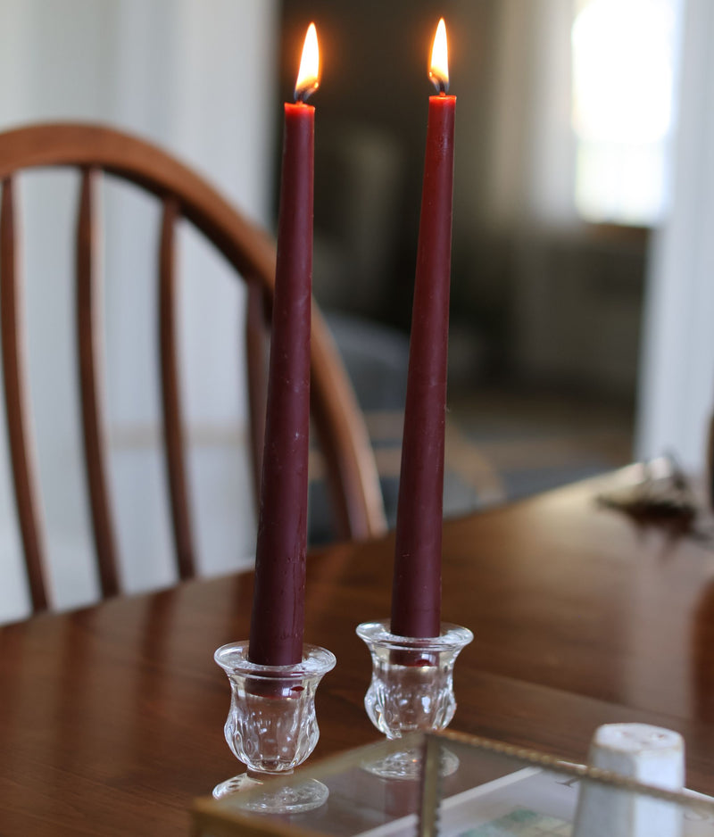 Red 10" Beeswax Taper Candles