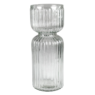 Ribbed Bulb Vase, Glass - Lrg