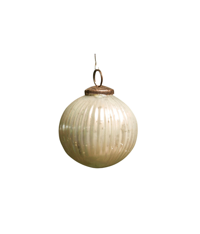 Ribbed White Kugel Ornament