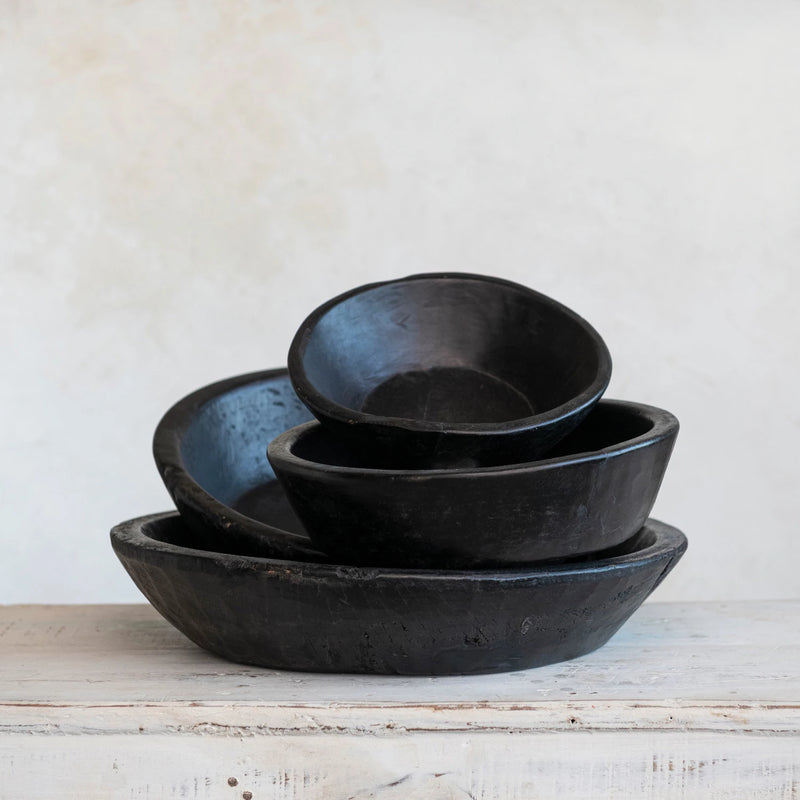 Round Decorative Reclaimed Wood Vintage Bowls