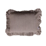 Ruffle Lumbar Pillow with Brown & White Stripes