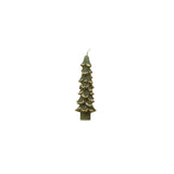 Unscented Tree Shaped Short Taper Candle w/ Gold Tips- Evergreen Color