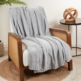 Grey Knitted Chenille Throw
