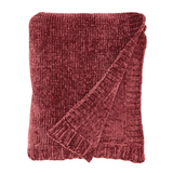 Burgundy Knitted Chenille Throw