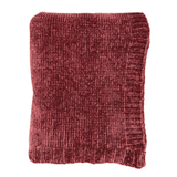 Burgundy Knitted Chenille Throw