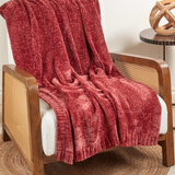Burgundy Knitted Chenille Throw