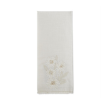 28" Linen Cream Embroidered Floral Hand Towel