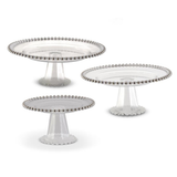 Silver Rimmed Glass Cake Stand