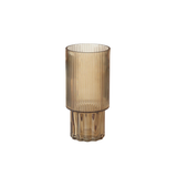 Ribbed Beige Glass Vase