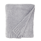 Grey Knitted Chenille Throw