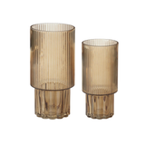 Ribbed Beige Glass Vase