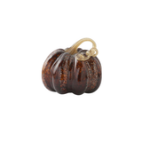 Hand Blown Brown Speckled Glass Pumpkin