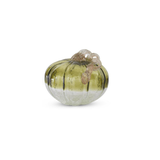 Hand Blown Green & Clear Crackled Glass Pumpkin