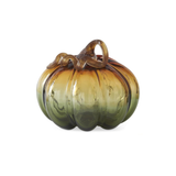 Hand Blown Green & Amber Glass Pumpkin