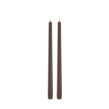 Brown Slim 12" Uyuni 2 Pack LED Taper Candle