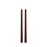 Wine Red Slim 12" Uyuni 2 Pack LED Taper Candle