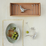 Pheasant Shaped Holder w/ 6 Stainless Steel Appetizer Picks
