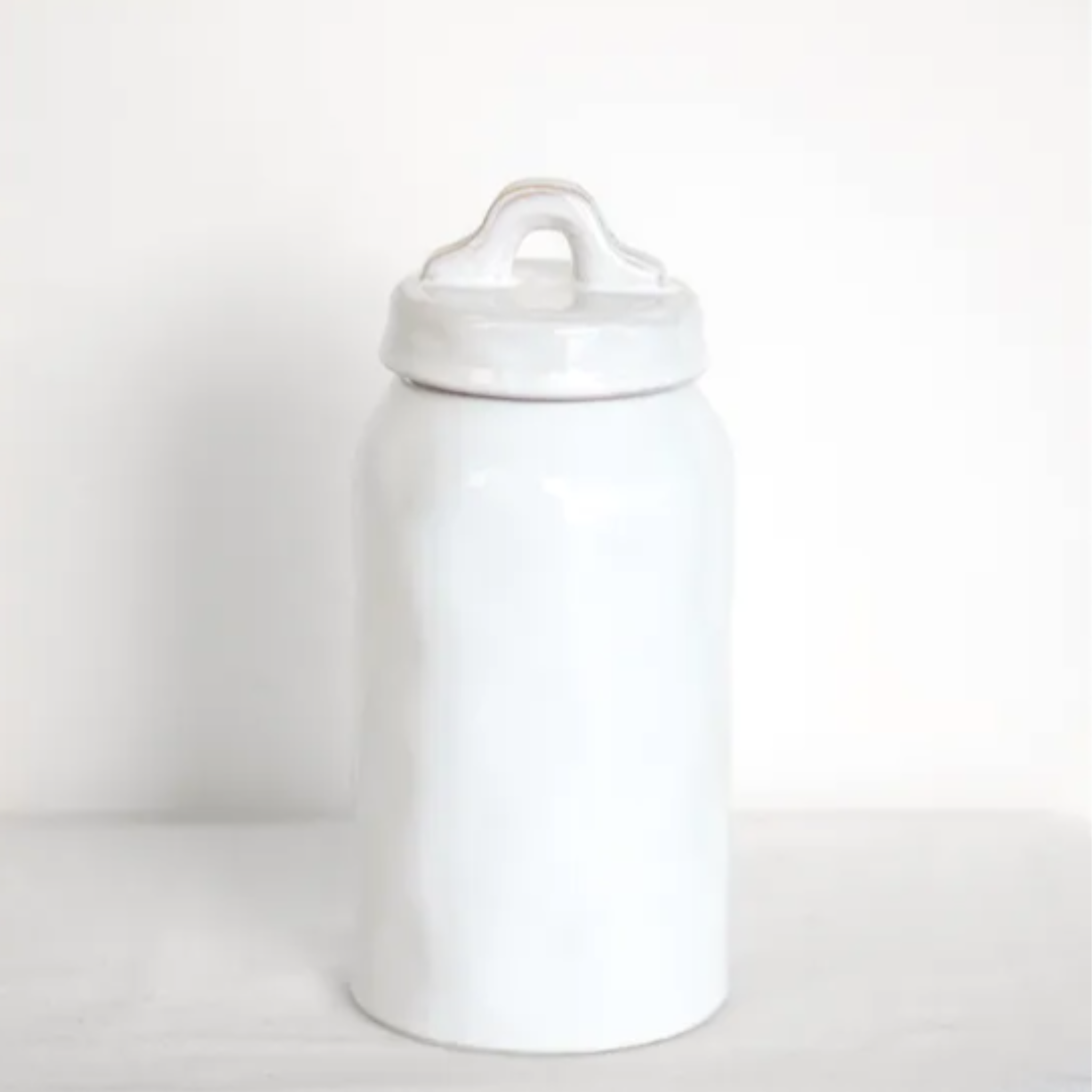 Large White Jar w/ Lid