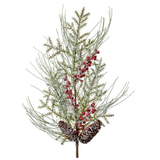 Frosted Long Needle Berry Spray 33"