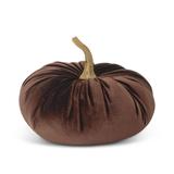 7.25" Dark Brown Velvet Stuffed Pumpkin