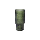 Ribbed Green Glass Vase