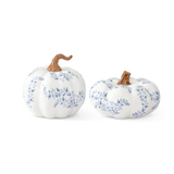 Delft Blue Floral Ceramic Pumpkins