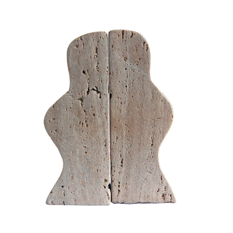 Travertine Wave Bookends, Set of 2