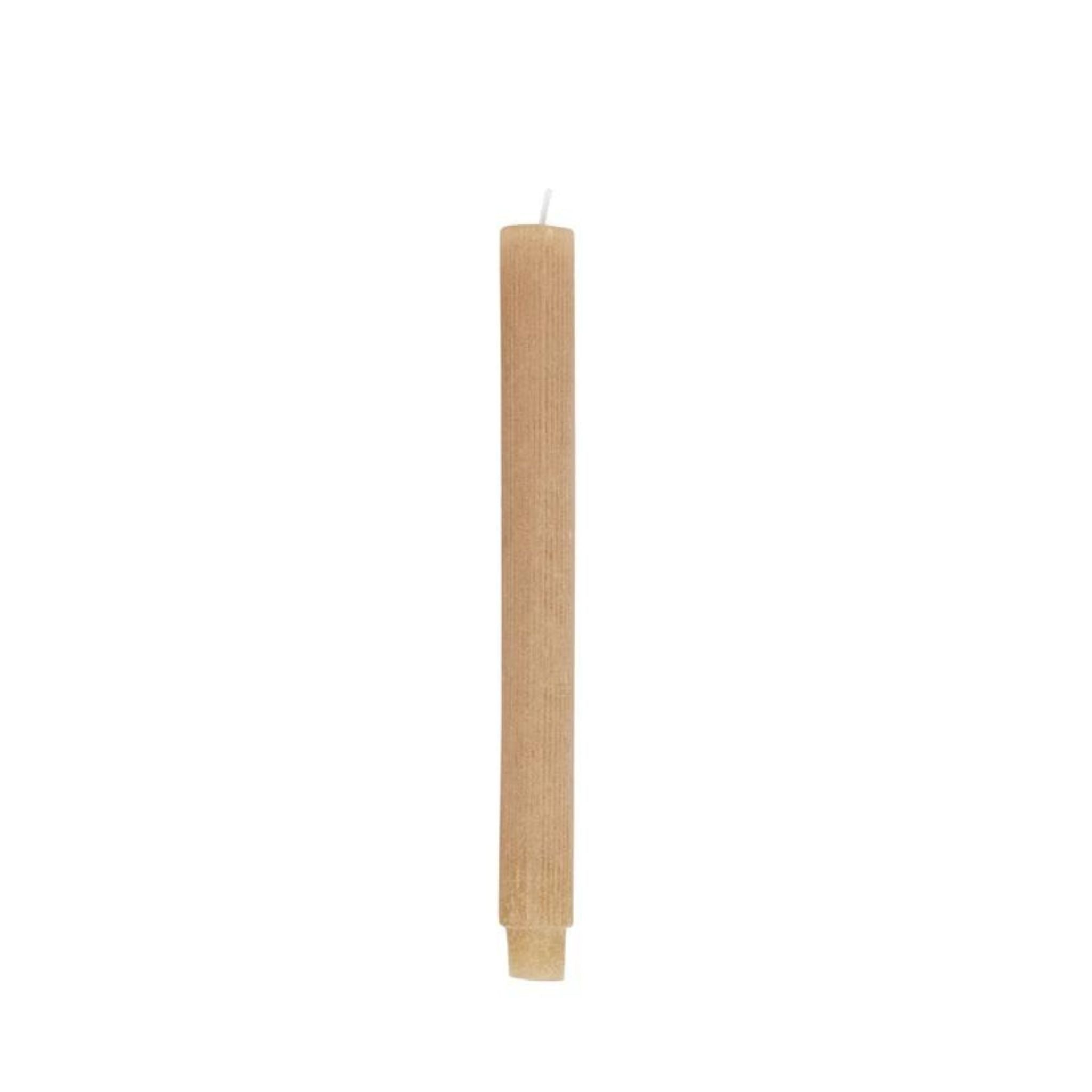 Unscented Pleated Taper Candle - Linen Color