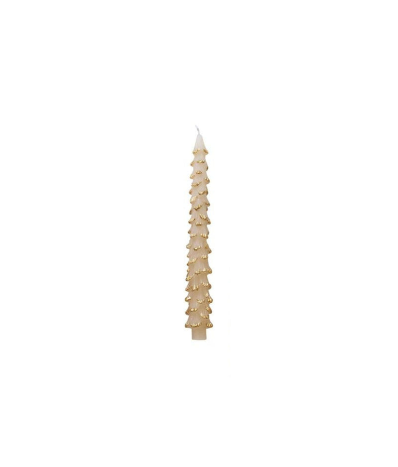 Unscented Tree Shaped Taper Candle - Eggnog Color