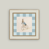Checkered Biking Bunny Framed Artwork
