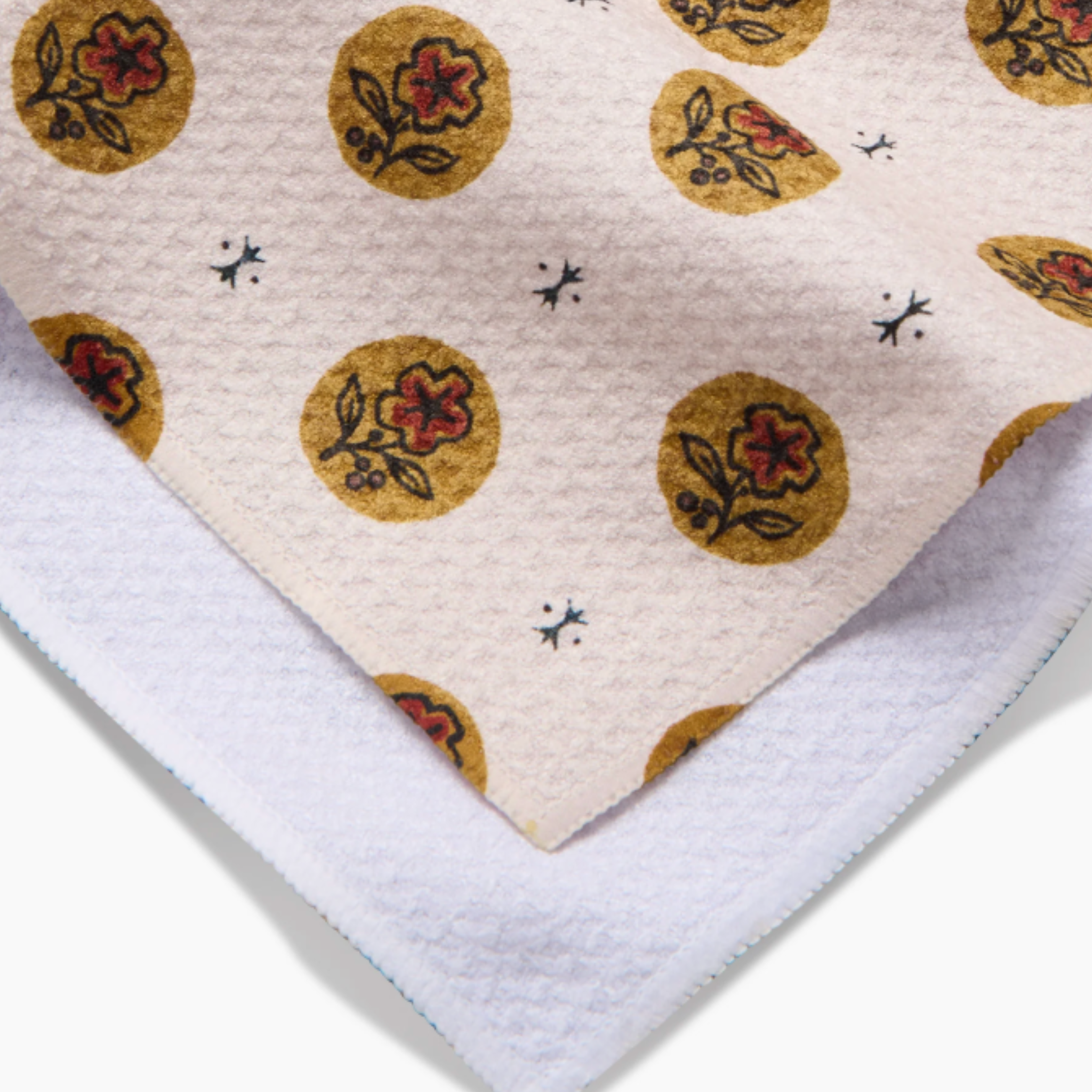 Artisanal Floral Cream Geometry Tea Towel