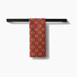 Artisanal Floral Orange Geometry Tea Towel