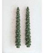 Unscented Tree Shaped Taper Candles - Forest Green