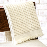 White Waffle Fringe Throw