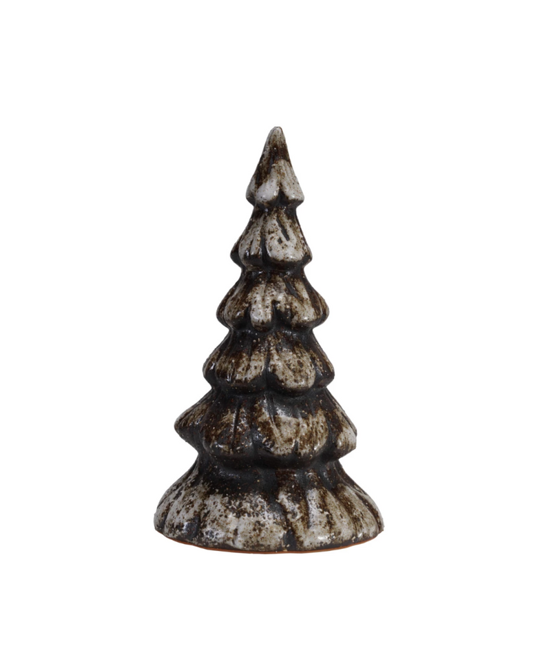 Brown Stoneware Tree with Reactive Glaze