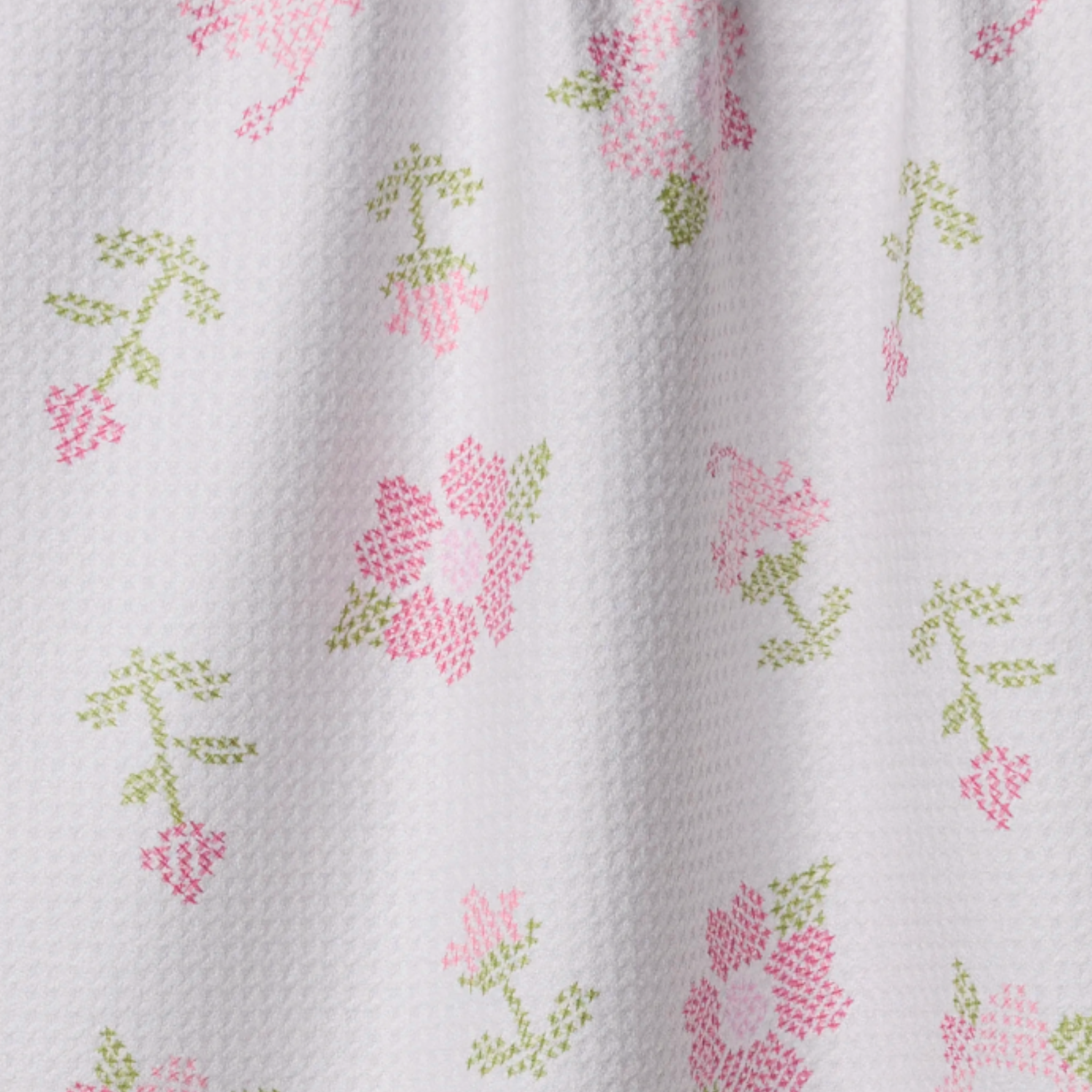 Cross Stitch Floral Geometry Tea Towel