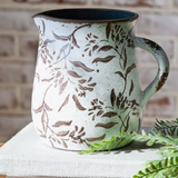 Brown & White Leaf Pattern Pitcher Vase