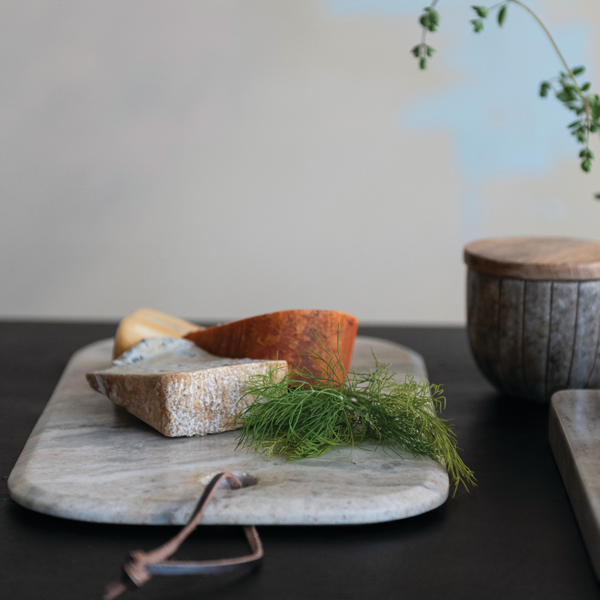 Marble Cheese/Serving Board w/ Leather Tie