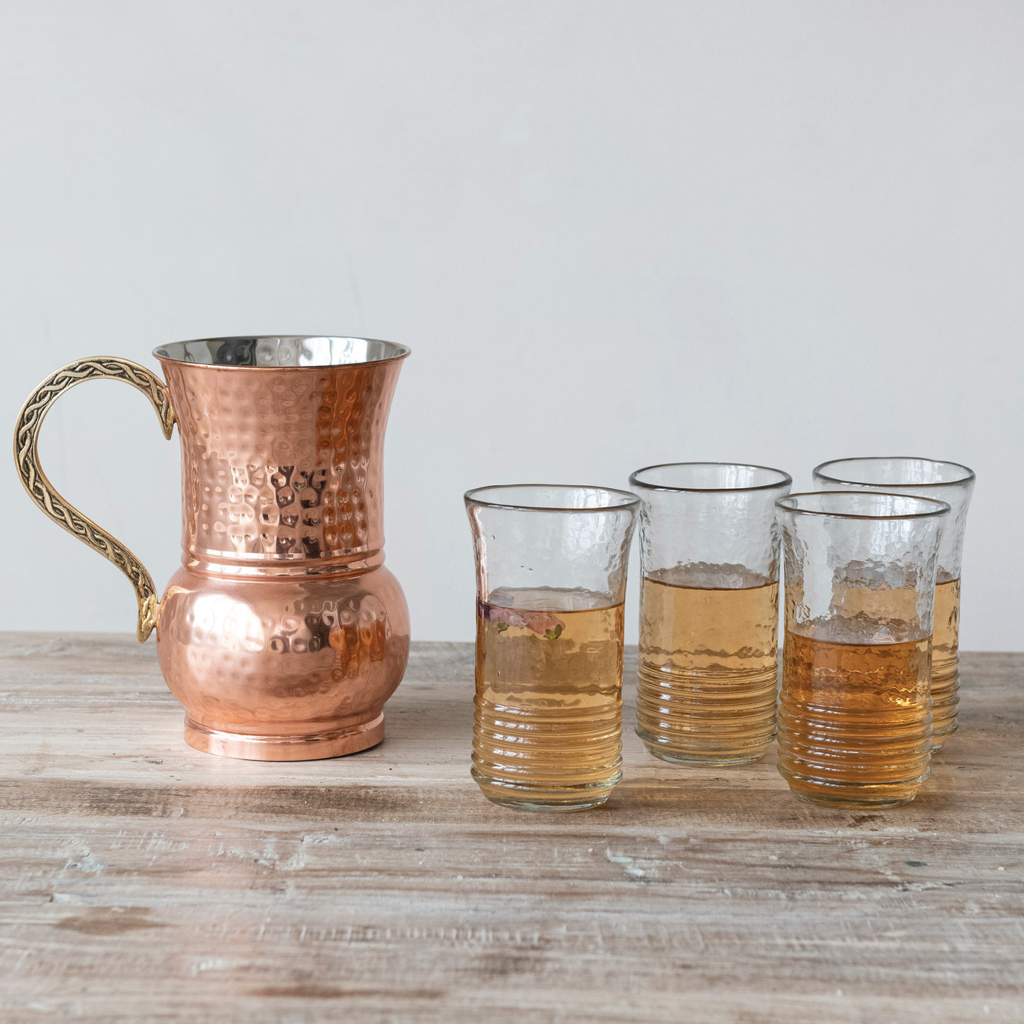 Hand-Blown Ribbed Drinking Glass