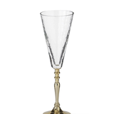10.25" Crackled Glass Goblet w/ Gold Stem