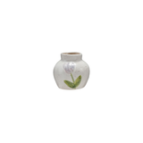 Hand-Painted Stoneware Vase with Flower