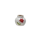 Hand-Painted Stoneware Vase with Flower