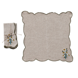 Embroidered Scalloped Edge One Napkin