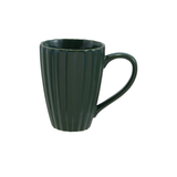 Green Stoneware Ribbed Mug