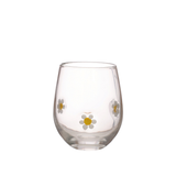 Drinking Glass w/ Embedded Daises