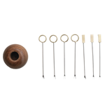 Mango Wood Holder w/ 8 Appetizer Picks
